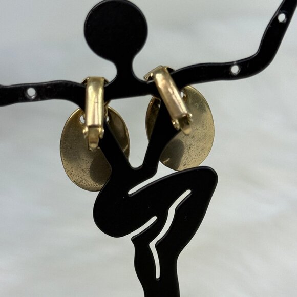 Vintage Gold Tone Clip-on Doorknocker Earrings 1" - Picture 7 of 7